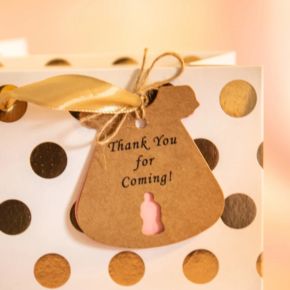 ป้ายของขวัญกระดาษคราฟท์ 50 ชุด ป้ายติดสินค้าแบบเสื้อผ้า สำหรับจัดระเบียบของขวัญ ของชำร่วย อุปกรณ์งานเลี้ยงฉลองเปิดตัวเด็ก งานเปิดเผยเพศ