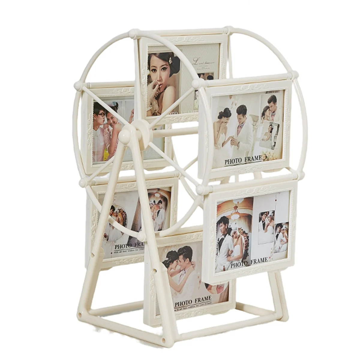 

A96Q-Retro Vintage Rotating Wheel Picture Frame, Personalized Family Photo Frame Shows for 12 Photo Home Decor A