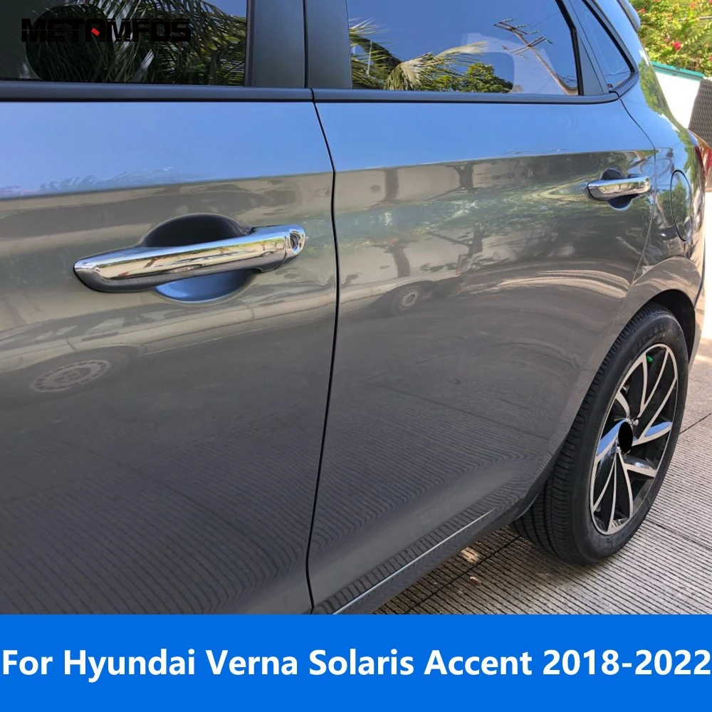 For Hyundai Verna Solaris Accent 2018-2021 2022 Chrome Side Door Handle Cover Trim Protector Exterior Accessories Car Styling