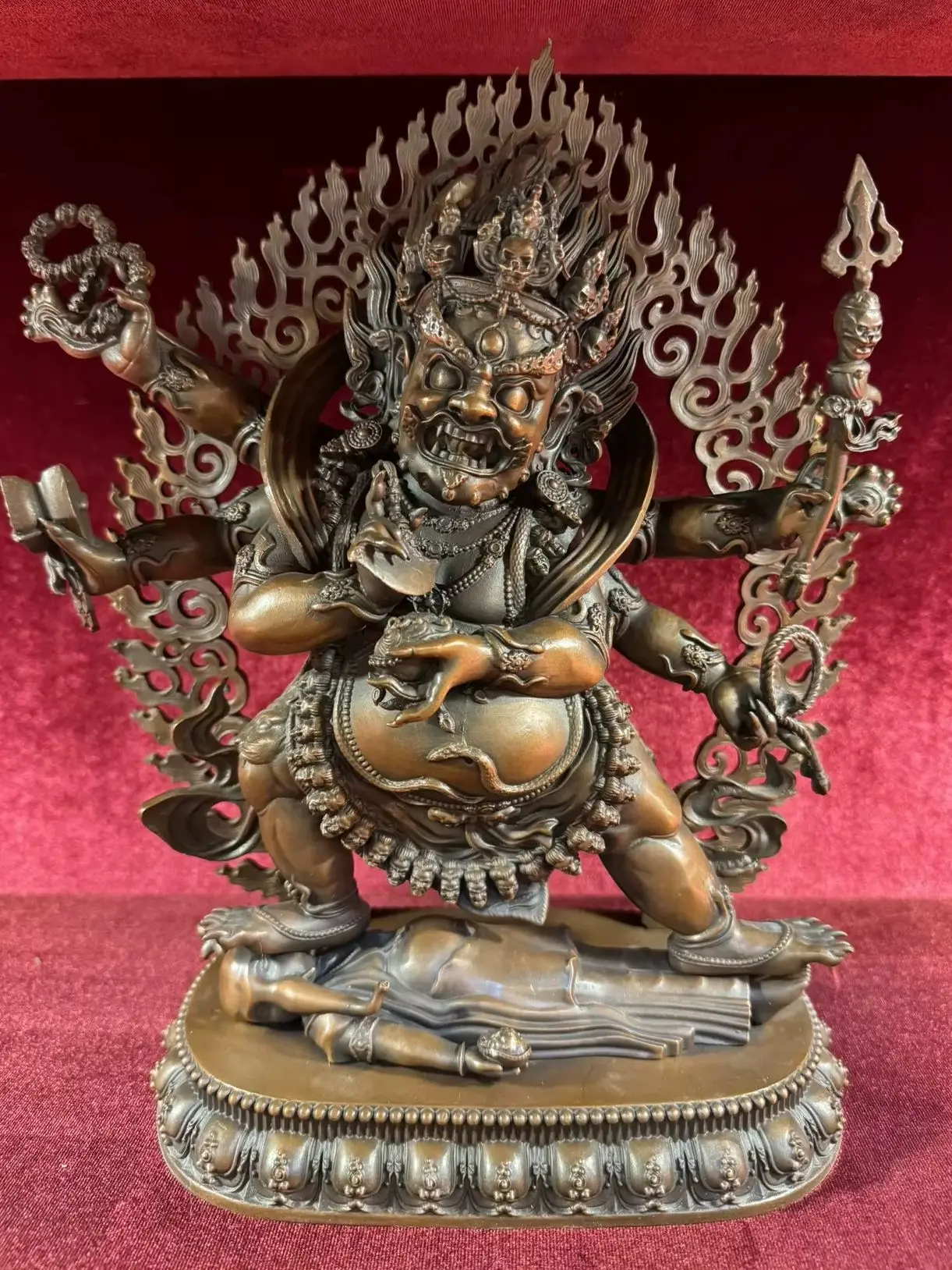 TOP handmde Buddha statue large copper carving buddha Maha kala Mighty Power Maha-ga-la Buddhist lama monk worship altar