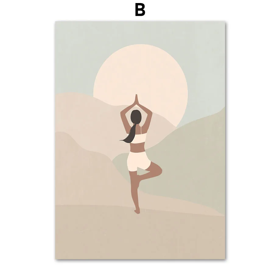 Boho Lotus Yoga Girl Meditation Calming Zen Canvas Painting Nordic Posters Prints Wall Art Pictures For Living Room Home Decor