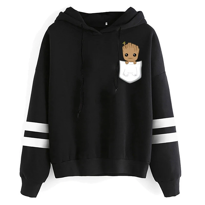 Kawaii groot engraçado dos desenhos animados hoodies feminino eu sou groot impresso gráfico hoodie harajuku moda casual streetwear camisolas