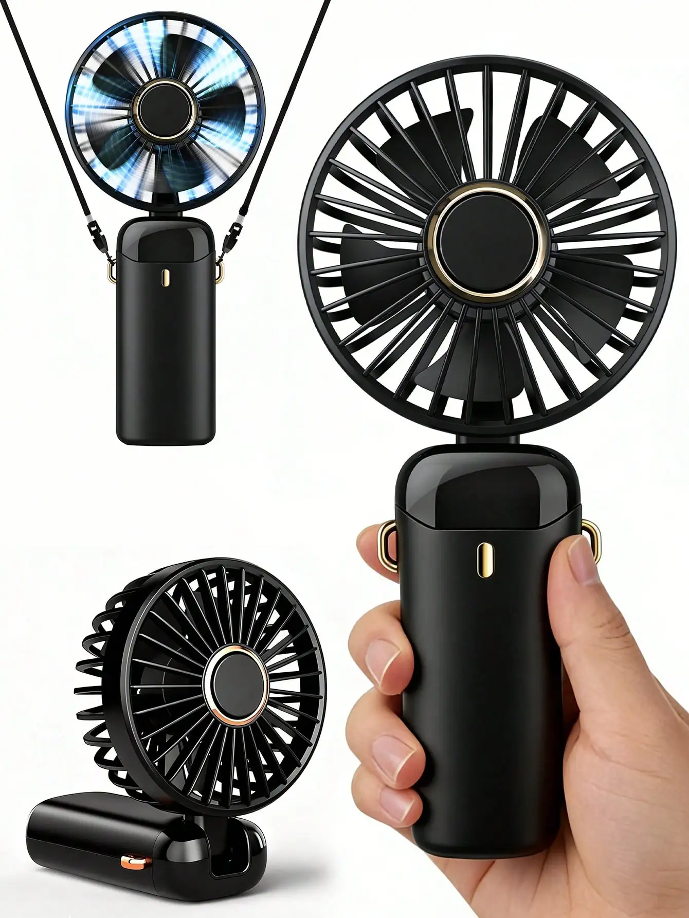 

2025 New 800mAh USB Rechargeable Handheld Mini Fan With Digital Display, Quiet Operation, Suitable For Office Desk, Dorm, Outdoor, 3-In-1 Portable Desk Fan With 90° Foldable Base, 5 Wind Speeds, Makeup Fan For Women