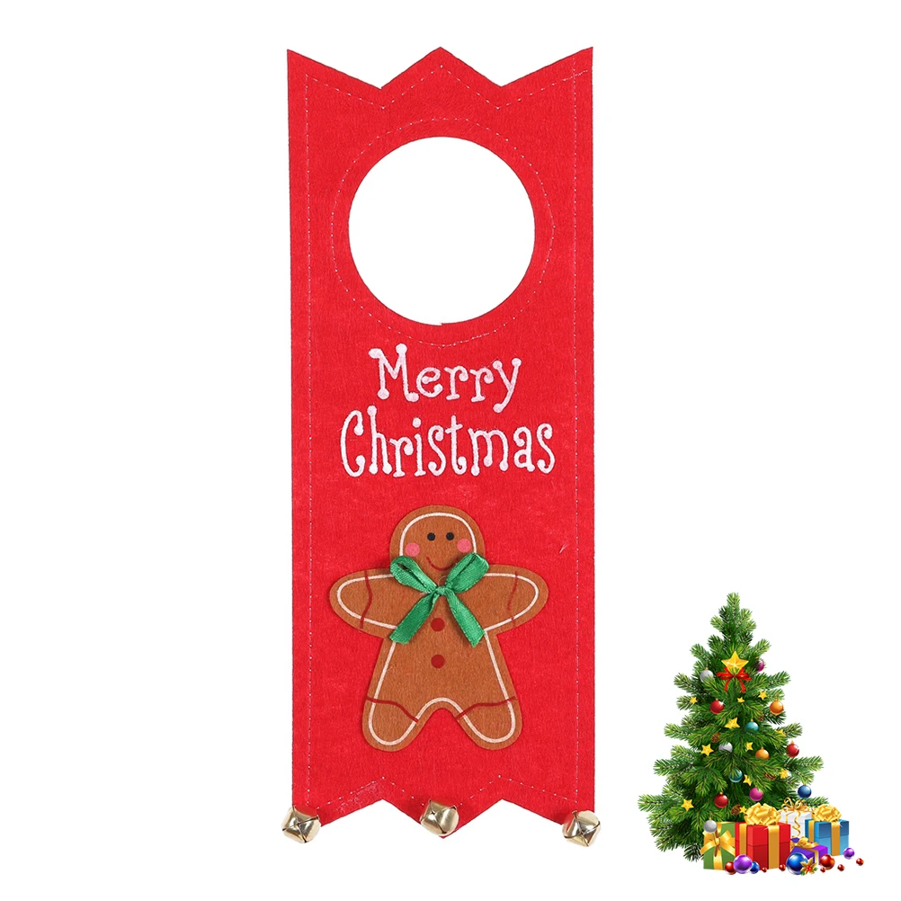 1pc Natale Maniglia della porta Ciondolo Gingerbread Man Man Maniglia della porta Ornamento Decorazione appesa per le vacanze Home Office Hotel Ristorante