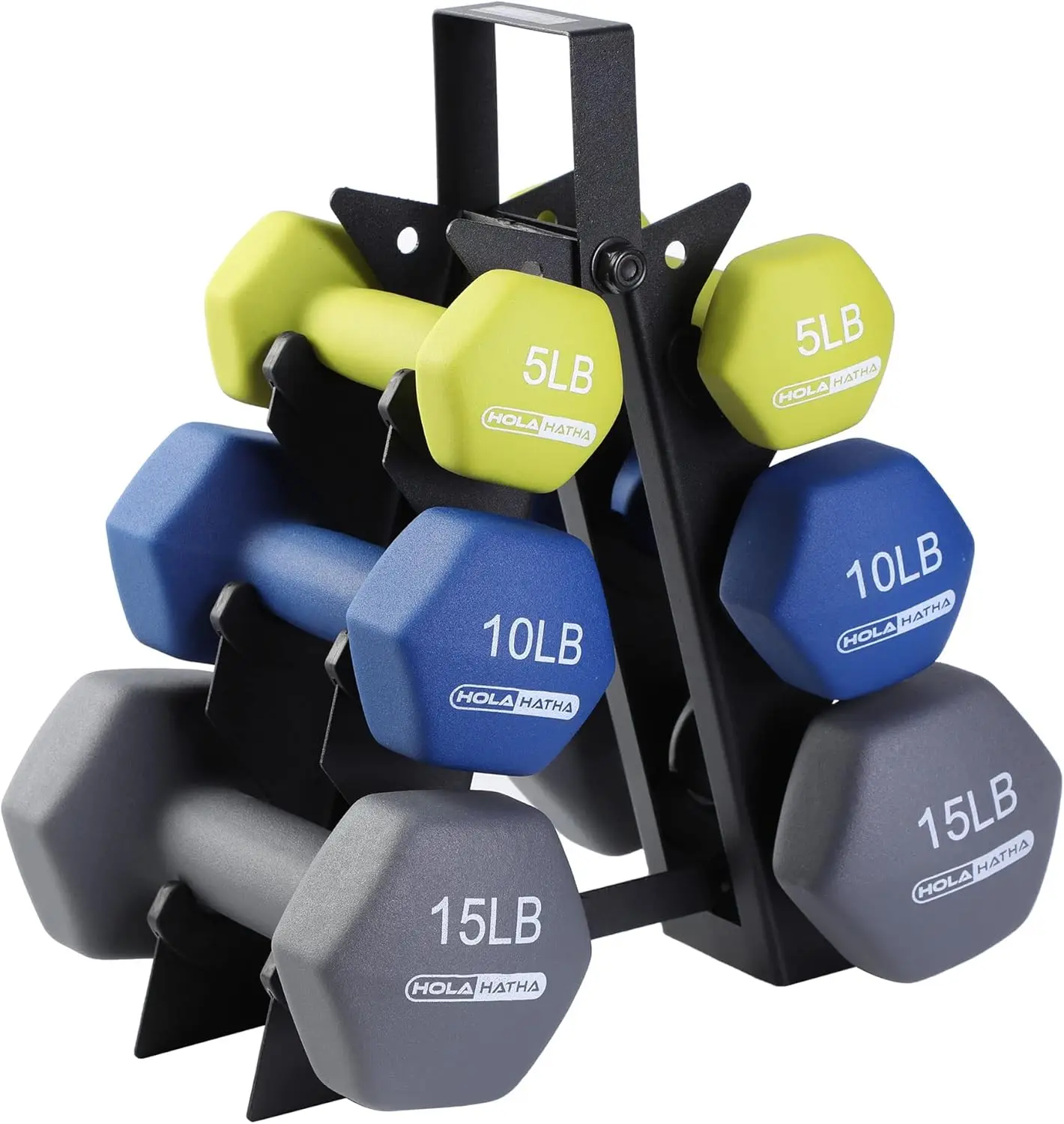 

2, 3, 5, 8, and 10 Pound Neoprene Dumbbell Free Hand Weight Set with Rack, Ideal for Home Exercises to Gain Tone and Definition,