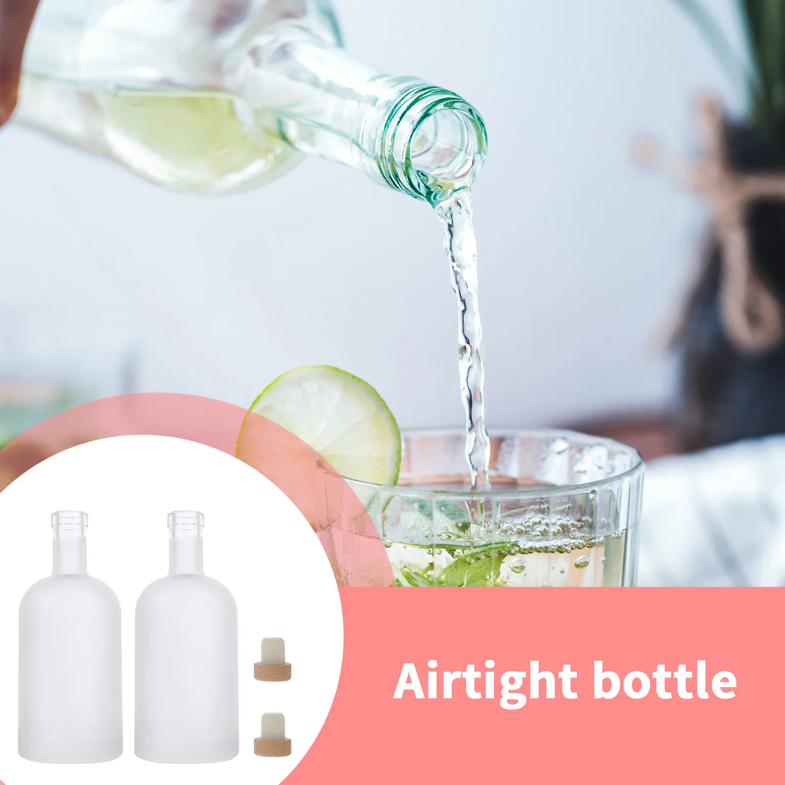 

2 шт. толстостенных матовых стеклянных бутылок для вина, герметичные бутылки для фруктовых напитков, для домашних вечеринок и встреч, декоративные винные бутылки