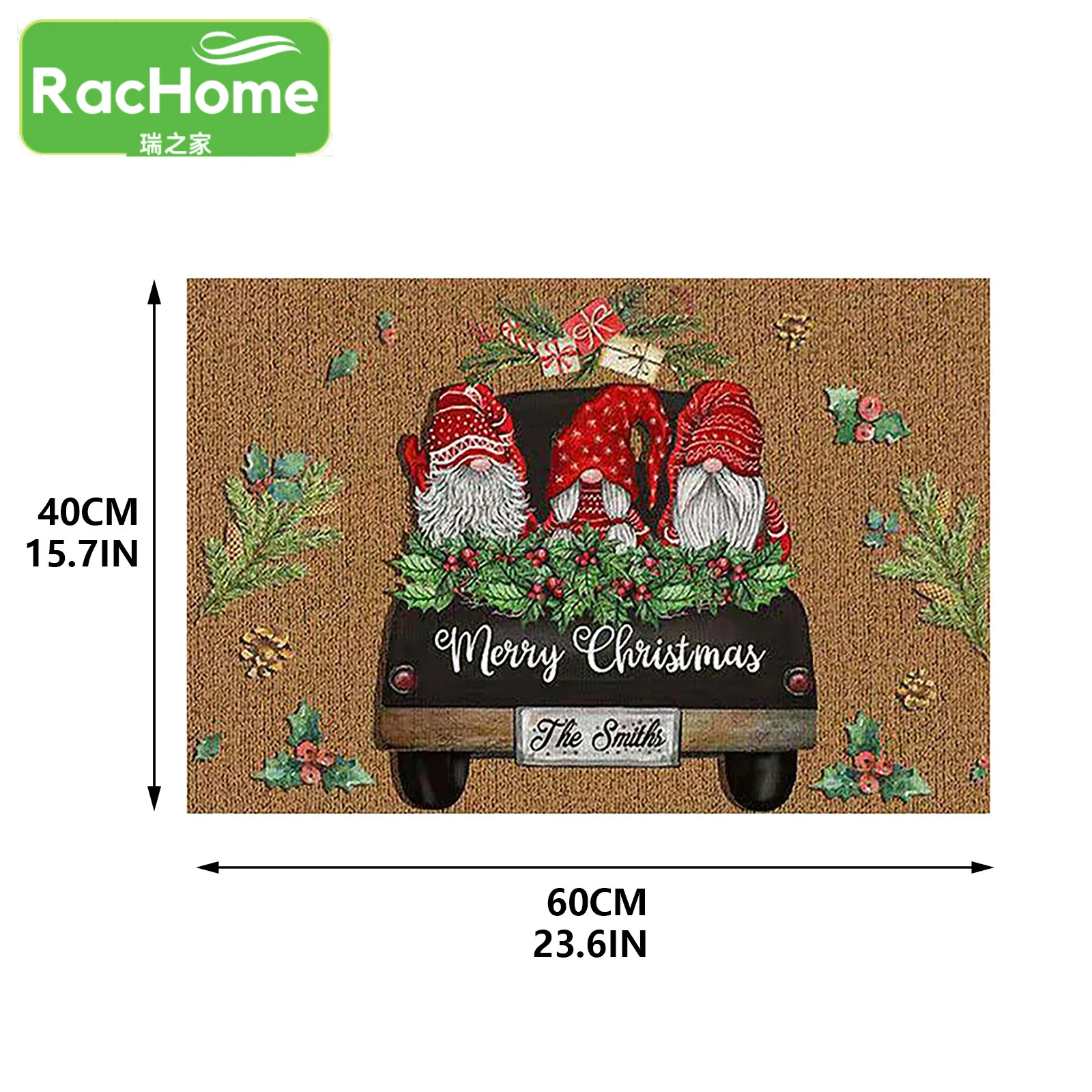 Indoor Porch Rug Christmas Welcome Sign Carpet Santa Decor Home Entrance Welcome Door mat Christmas Decorative Doormat 40x60cm