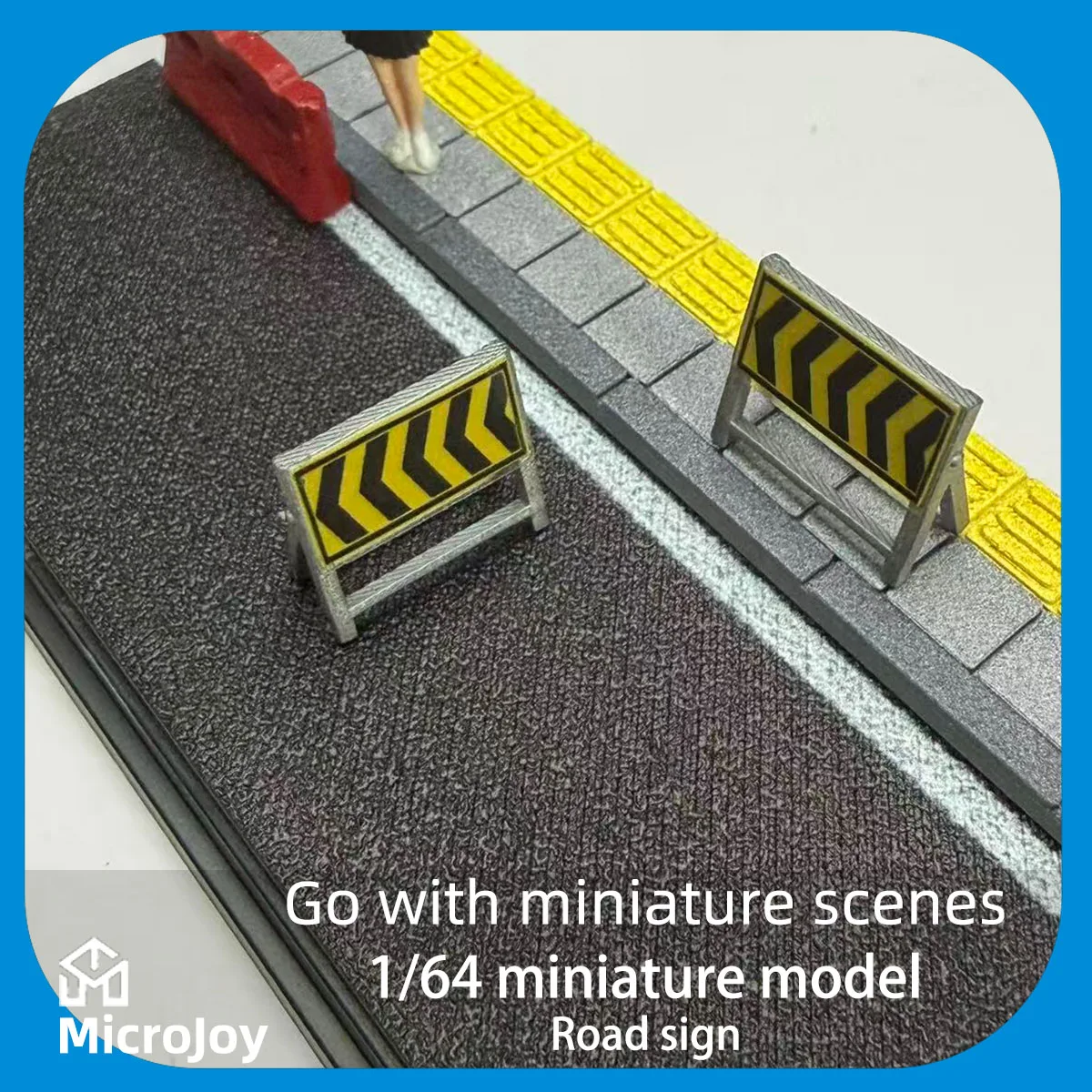 Detailed scene 1: 1:64 scale miniature model of a repair factory road guide sign, traffic sign, mini street fire department decoration, car model scene with distressed effect, set of 2