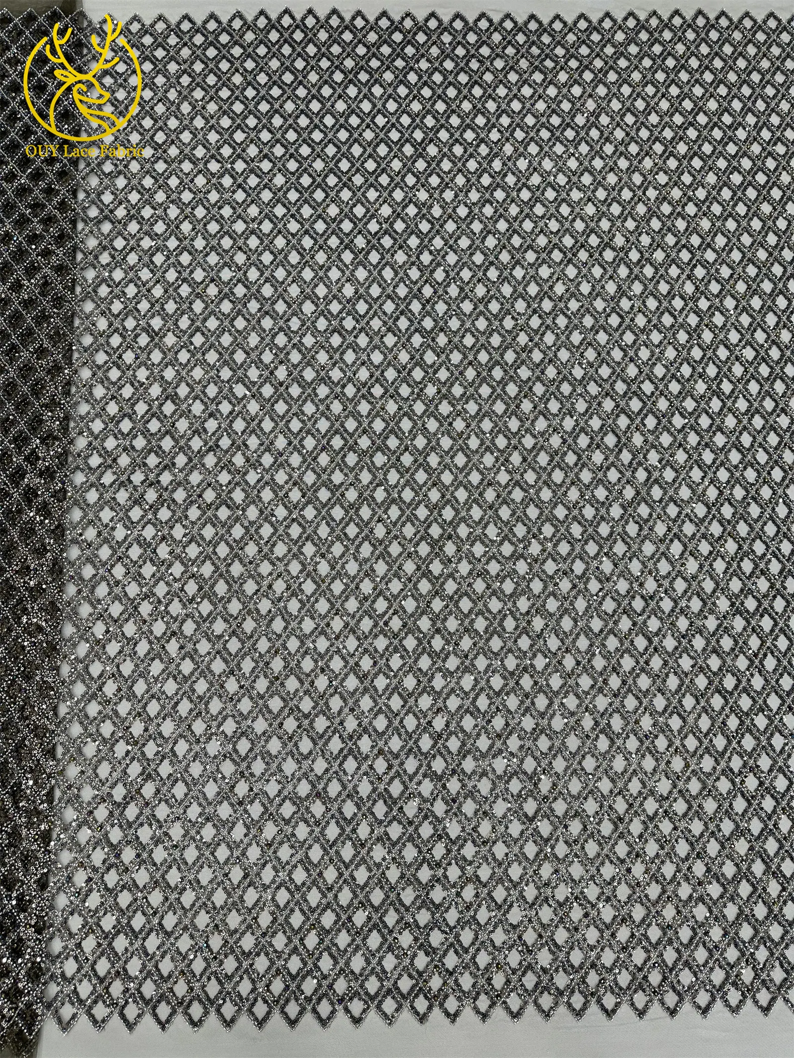 Roter afrikanischer Spitzenstoff, französischer Mesh-Spitzenstoff mit Pailletten und Perlen für Party- und Abendkleider, zum Nähen von afrikanischen Spitzenstoffen für Damen – Detail 17