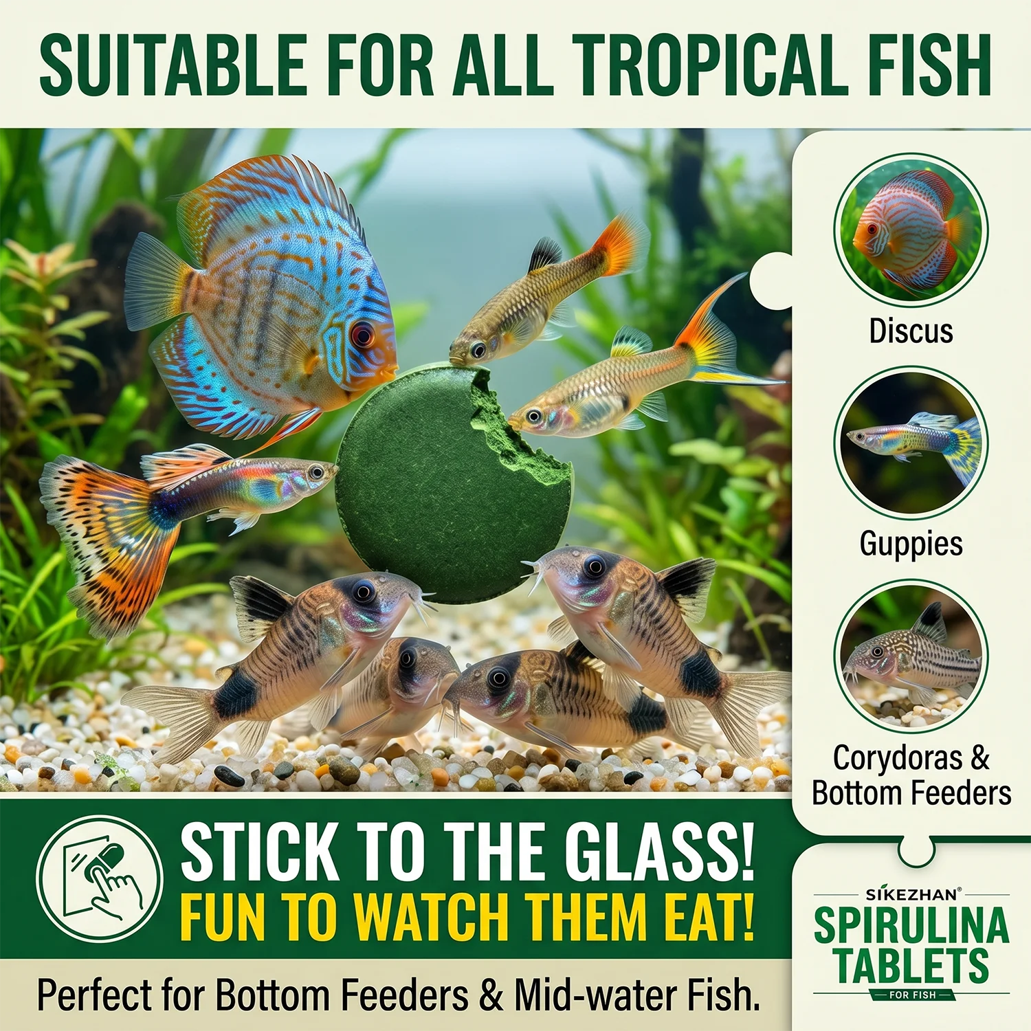 3 ขวดเม็ดสาหร่ายสไปรูลิน่าอาหา - Aquarium Plant Vitamins บทวิจารณ์และราคา