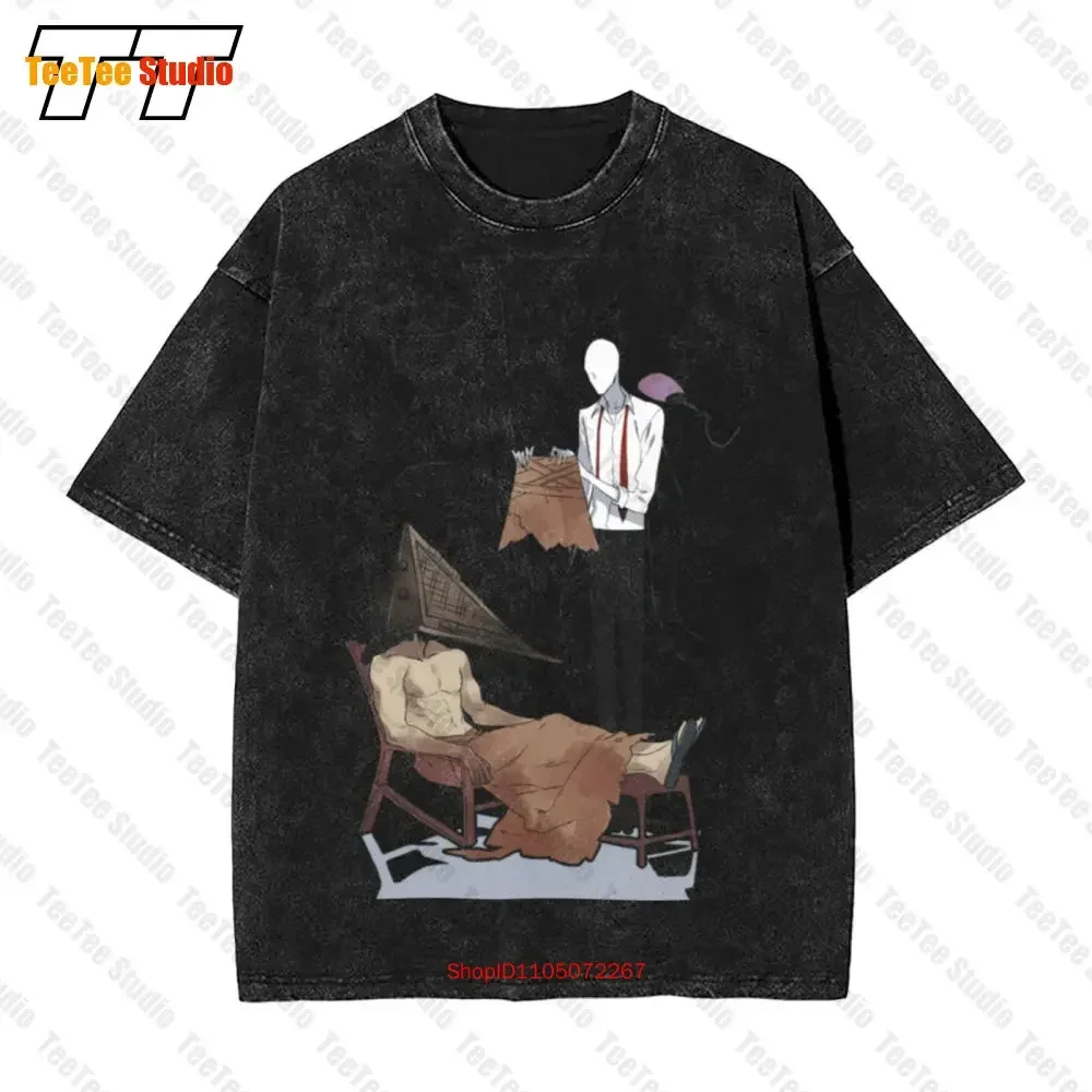 Slender Man Try It Skirt Pyramid Head Silent Hill Horror Game Vintage Oversized T-Shirt WPWD