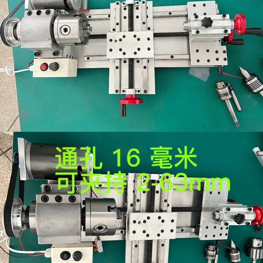 Mini Desktop Lathe With 16mm Spindle Bore DIY Metal Wood Turning Machine Full Accessory Kit For Hobby Work