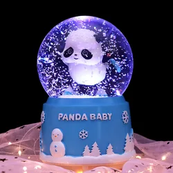 Panda Night Light 3D Luminous Crystal Ball Snowball Music Box Children's Birthday Party Valentine's Day Room Decoration Gift