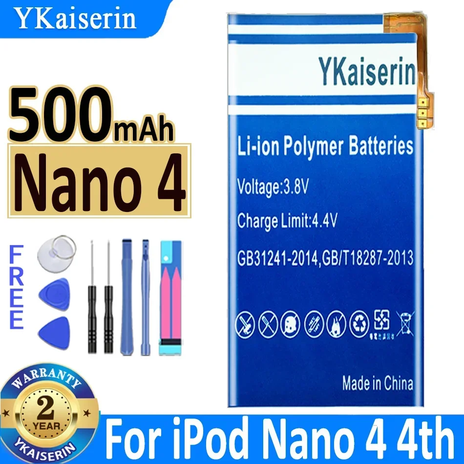 YKaiserin Nano 4 Batterij for IPod Nano 4 4th Gen 5 5G 5th 6 6th Gen 8GB 16GB Nano 7 / 7th MB903LL/A;616-0639;616-0640 Batteries