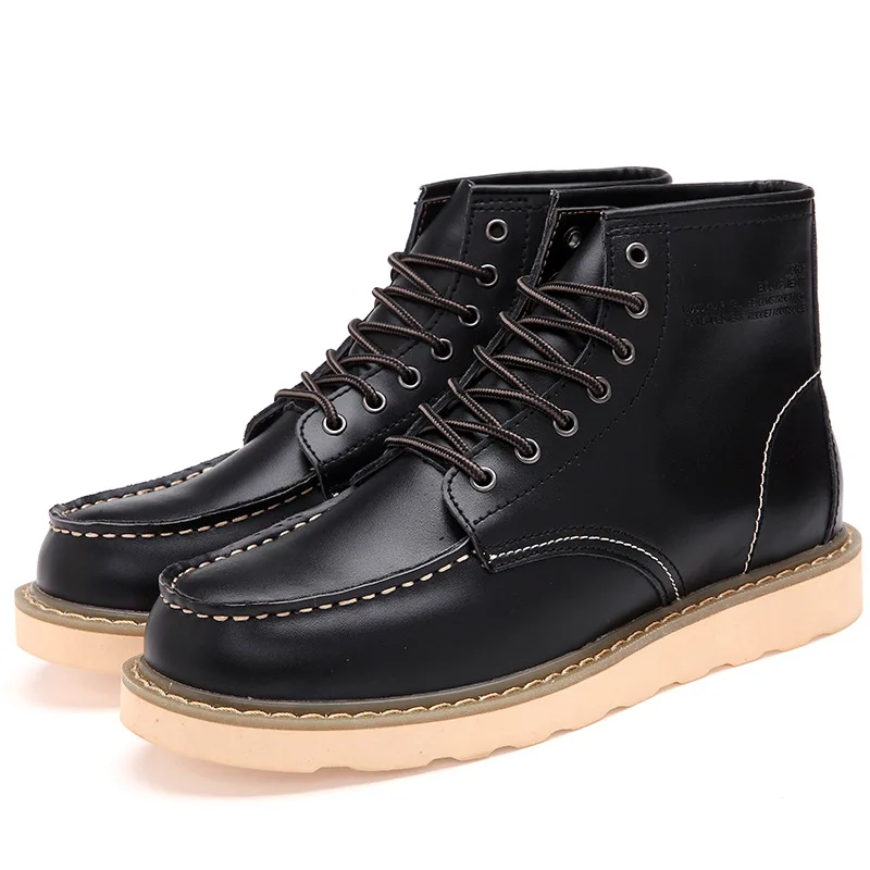 Autumn New Shoes for Men Leather Boots Warm Plush Inside High Tops Leather Casual Shoes Winter Fashion Short Ankle Boots