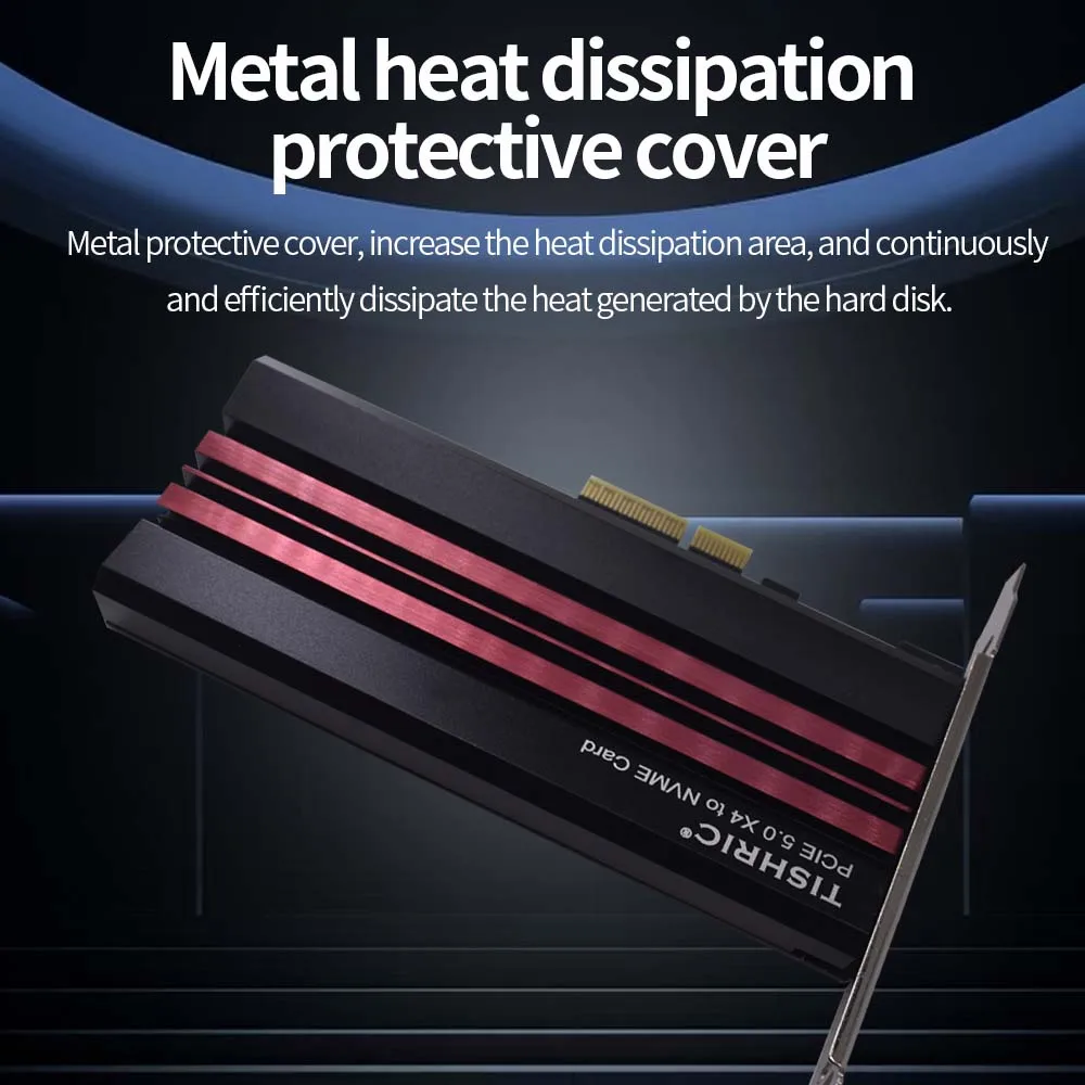 TISHRIC PCIE 5.0 X4-NVME SSD 확장 카드, M2 B/B + M 키 PCIE 어댑터 라이저 카드, 열 패드 지지대 2230 2242 2260 2280
