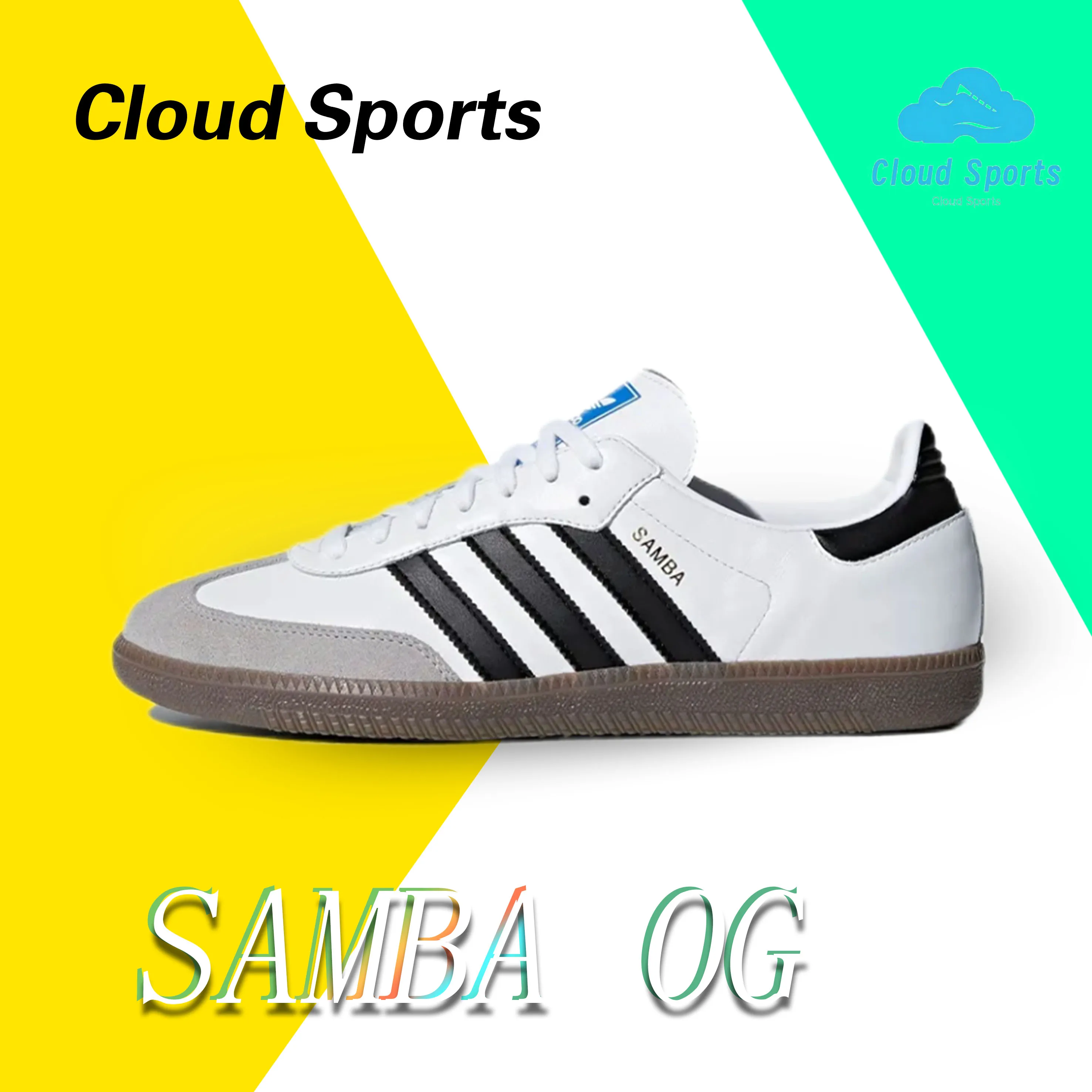 Adidas baru Samba pria dan wanita Sneaker klasik Retro papan sepatu Fashion Sneakers berpori hitam & PUTIH