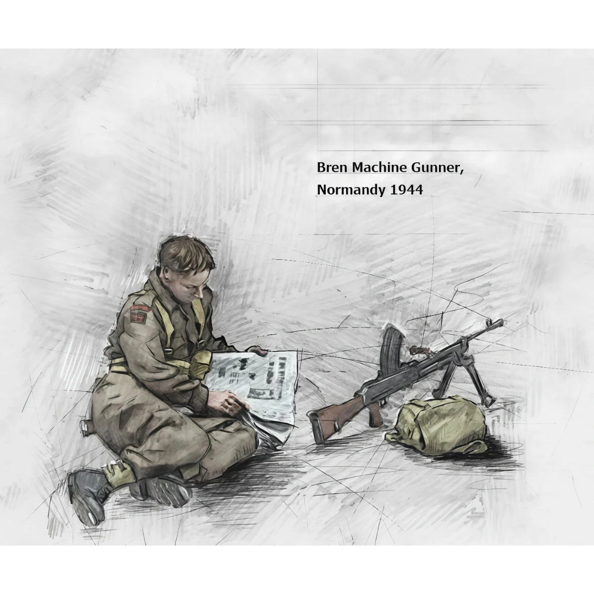 

Набор неокрашенных моделей из смолы в масштабе 1/35, военная тематика, британский солдат-пулеметчик из Нормандии, отдыхающий, в разобранном и неокрашенном виде, GK, 1991R