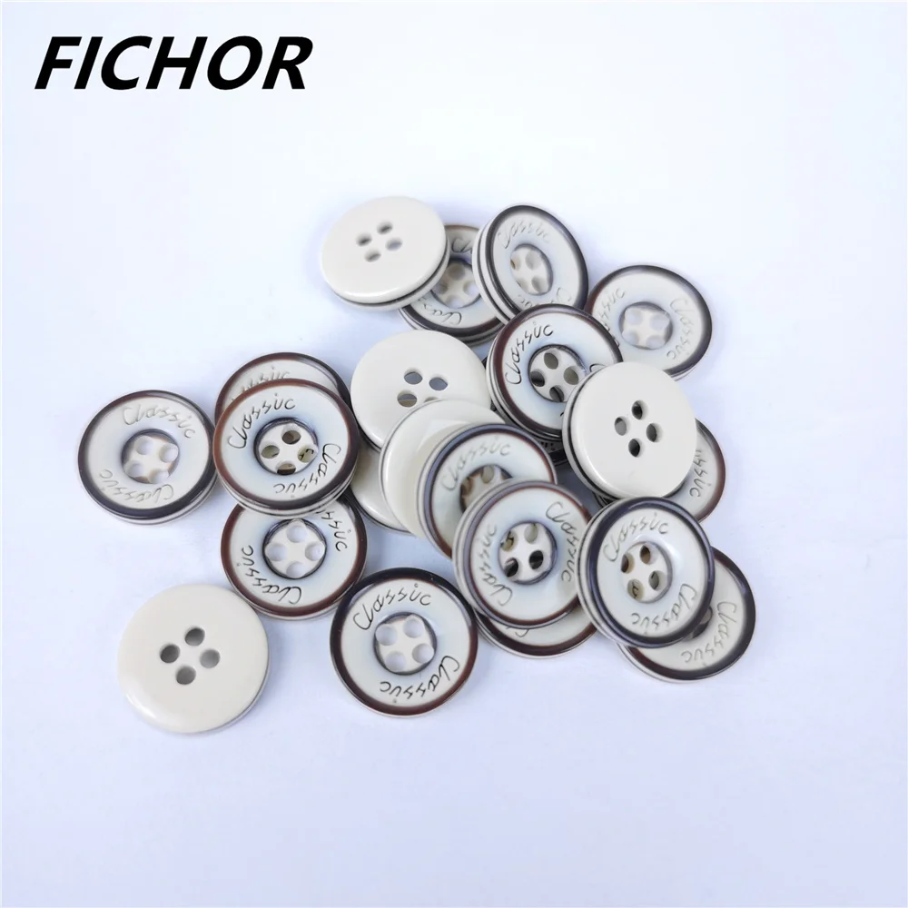 30/50pcs 11.5mm 4 Holes Light Brown Round Resin Buttons Flatback DIY Crafts Children\'s Apparel Clothing Sewing Accessories