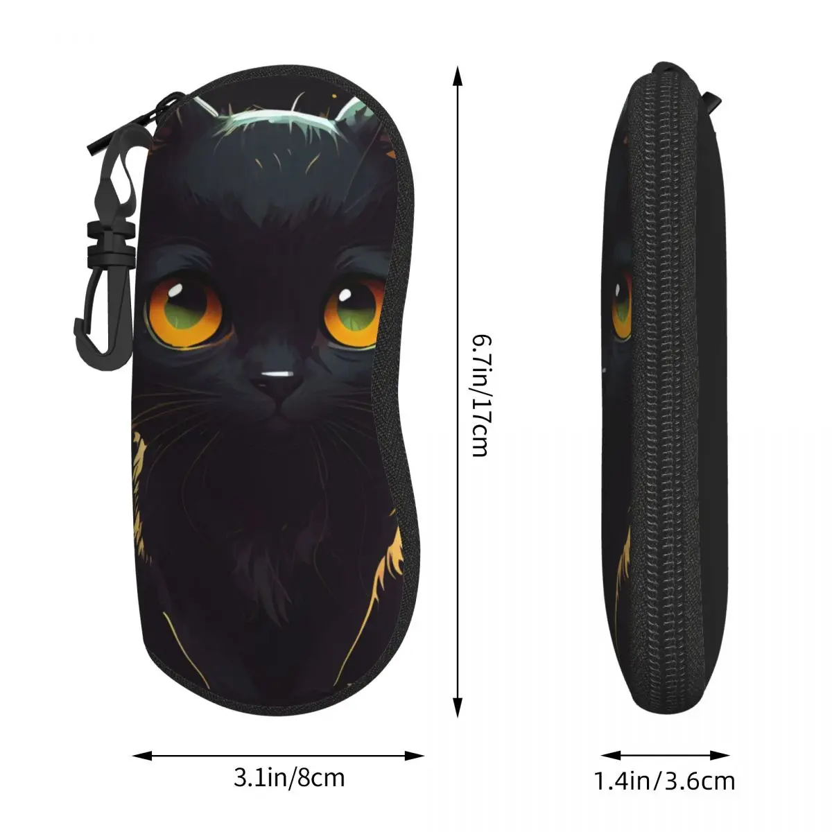 Cute Kitten Glasses Case Cover Black Cat Original Sunglasses Pouch Vintage Daily Eyeglass Cases Cover Men Women Eyewear Bag