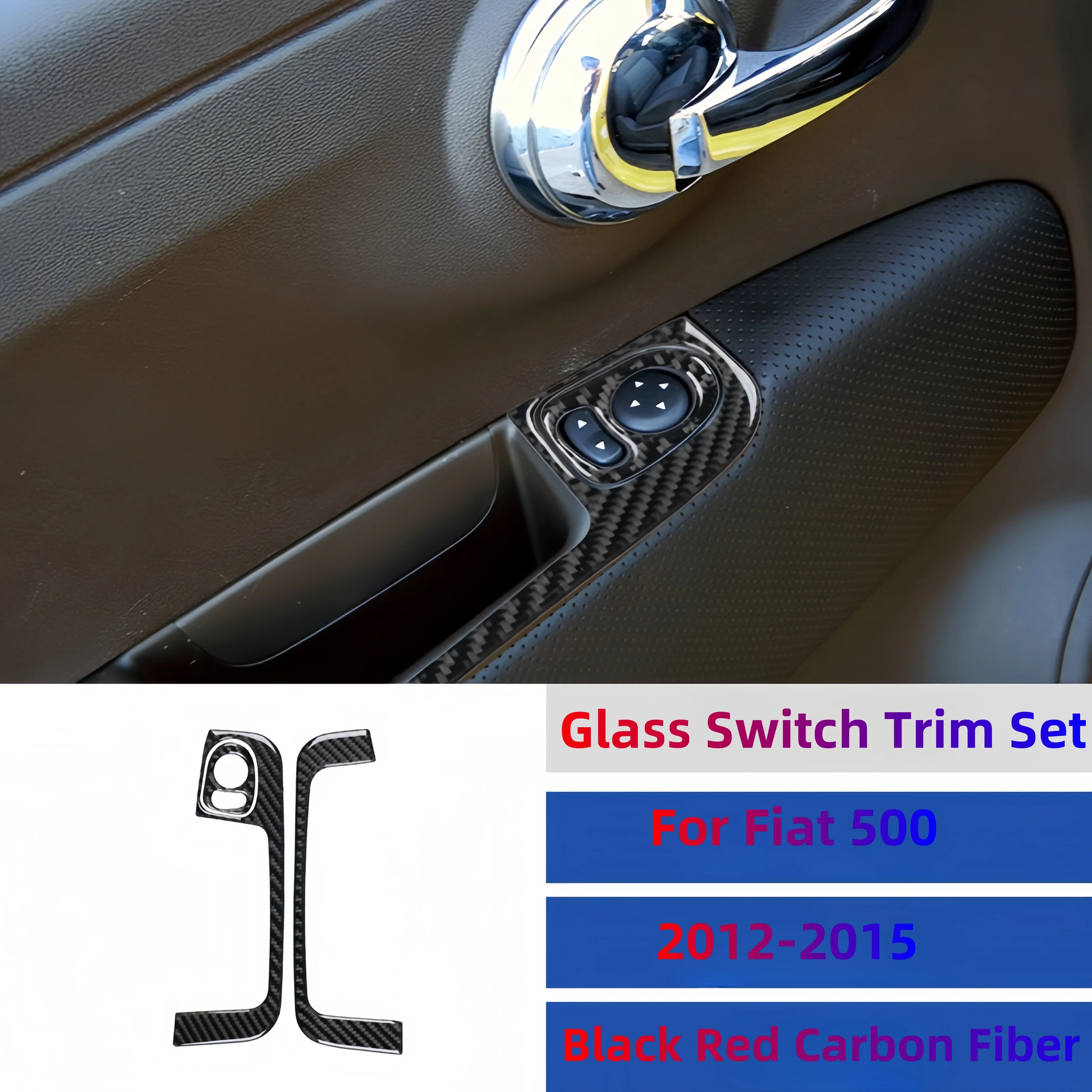 Carbon Fiber Interior Mouldings For Fiat 500 2012-2015 Car Glass Switch Panel Cover Protective Trim Stickers Accessoire Voiture