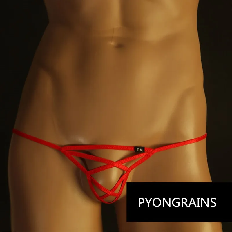 One Rope Crisscross Bandage Thong for Men Sexy Low Waist Open Butt Quick Release High Elastic Sexy Men T-string Underpants