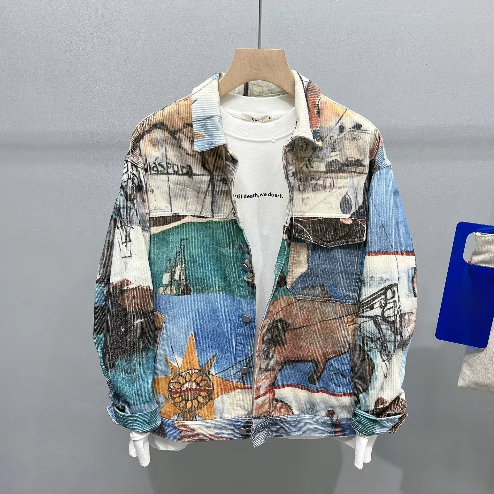 

Autumn Men's Faion Jaet 250 Pou Stand Length Long Sve Harajuku Sle Artistic Youth ular Medium Long Coat