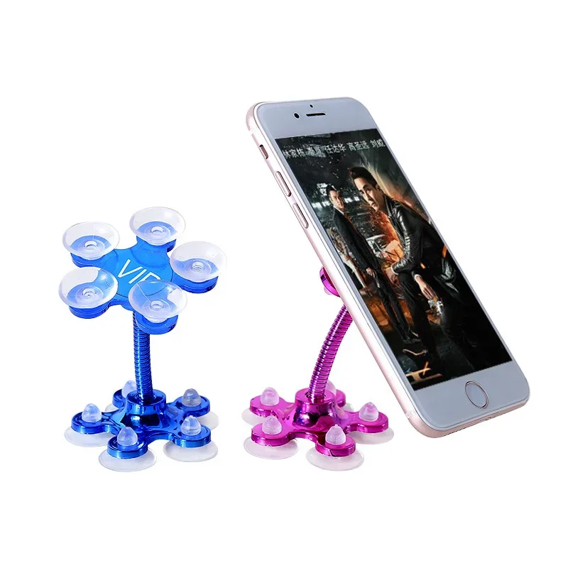 360 Rotatable Magic Suction Cup Phone Holder Adjustable Flower Shape Silicon Car Navigation Bracket Five Claws Sucker Holder