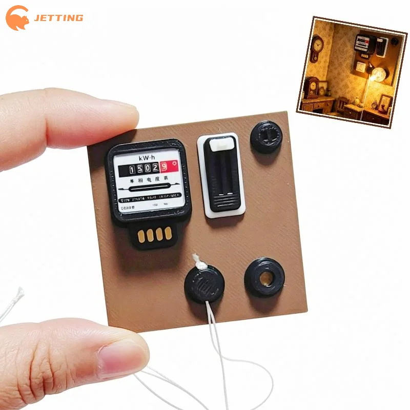 (New) 1Pcs Dollhouse Wall Decor With Magnet 1:12 Scale Miniature Electric Meter Control Panel For Diorama Scene DIY Accessories