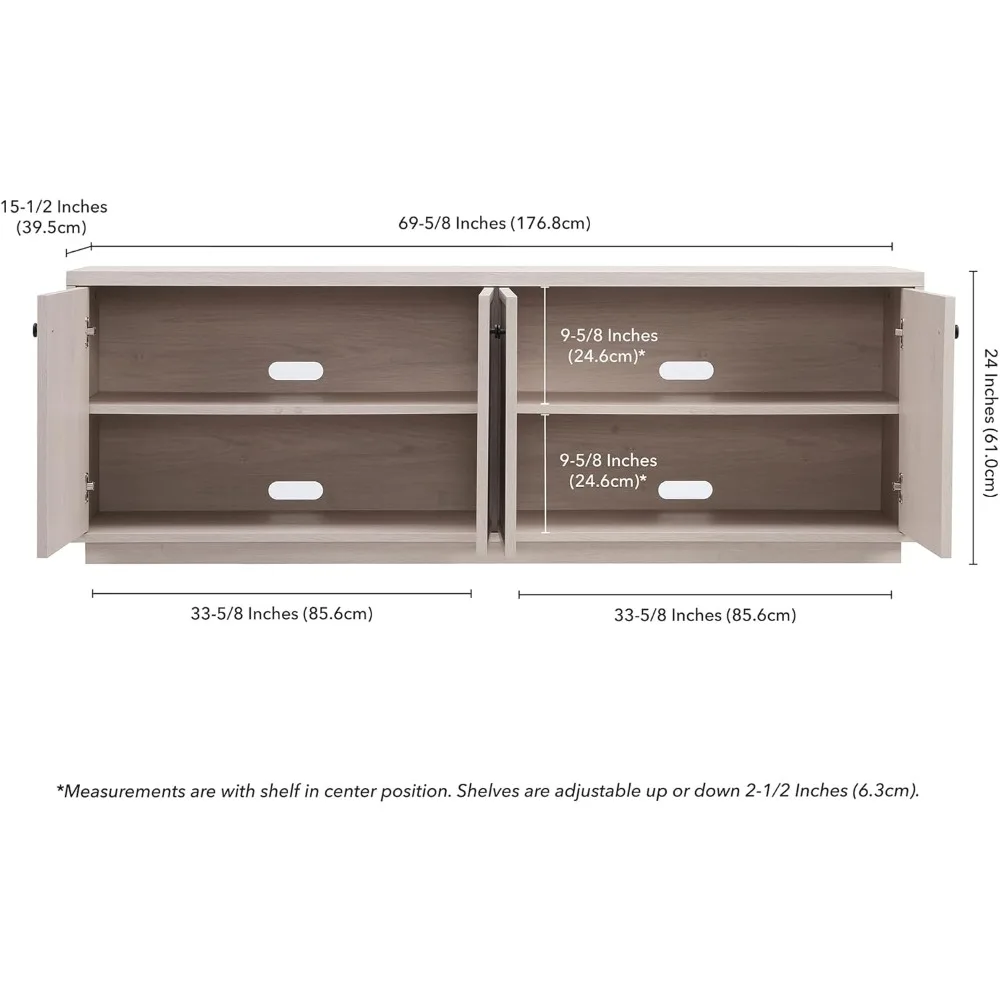 "Henn & Hart ormond Mueble TV rectangular de 70 pulgadas con acabado blanco aliso"