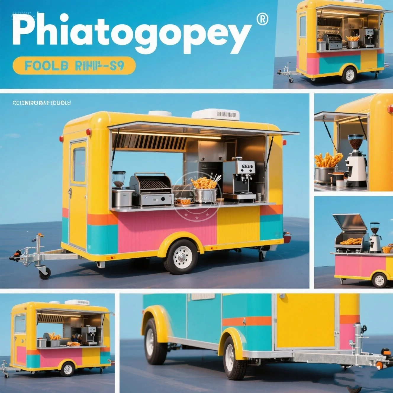 

Kitchen Trailer Fast Food Van Hot Dog Stand Mobile Juice Cart Coffee Trailer Small Food Carts Ice Cream Truck