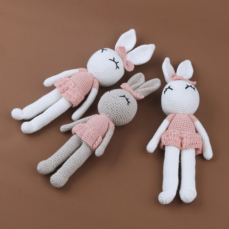 1 pz creativo fatto a mano lavorato a maglia coniglio bambola animale farcito peluche bambino lenitivo dormire peluche regali per i bambini compleanno