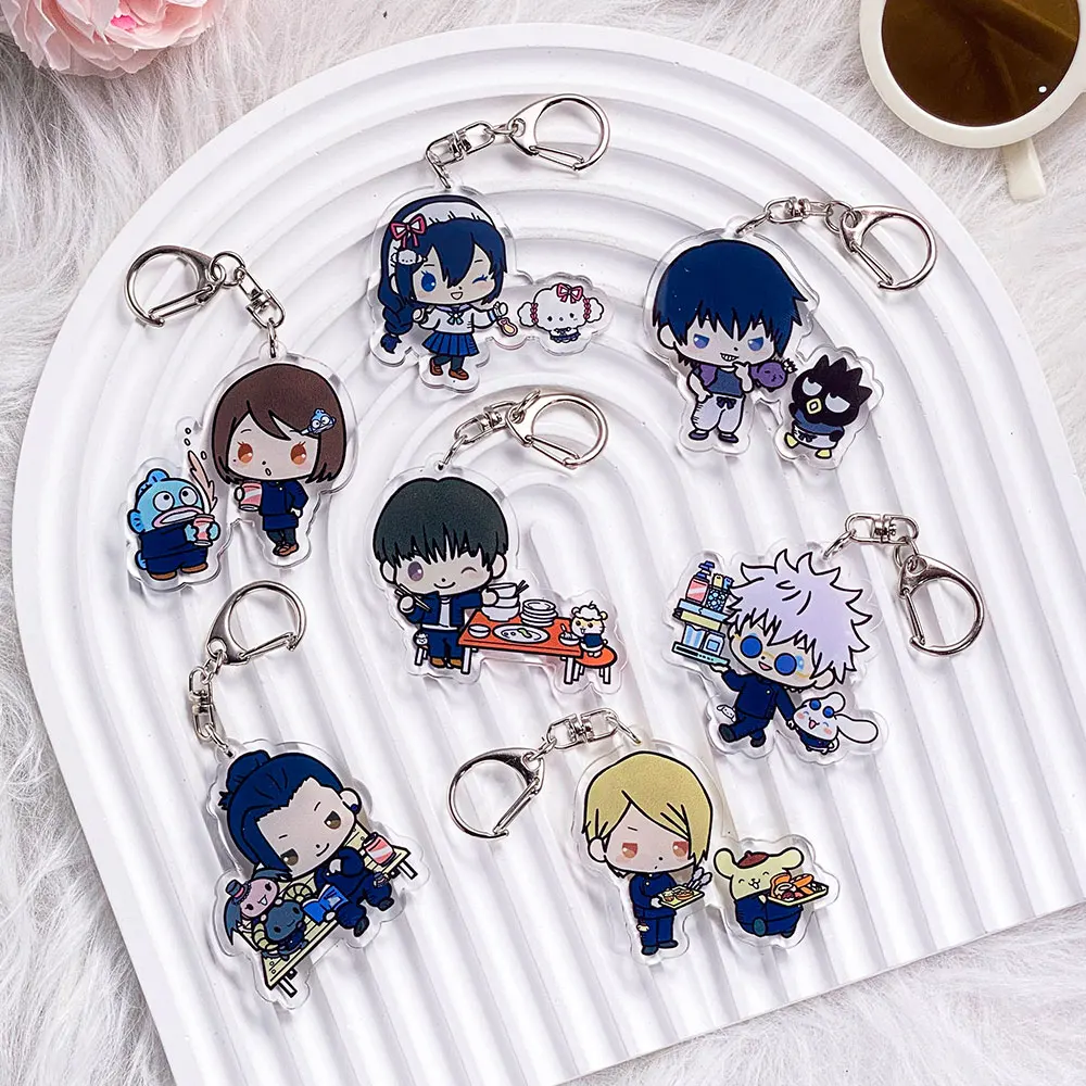 1/7Pcs Anime Figures Jujutsu Kaisen Acrylic Keychain Accessories Cute Bag Charm Funny Backpack Pendant Keyring Gifts For Friends