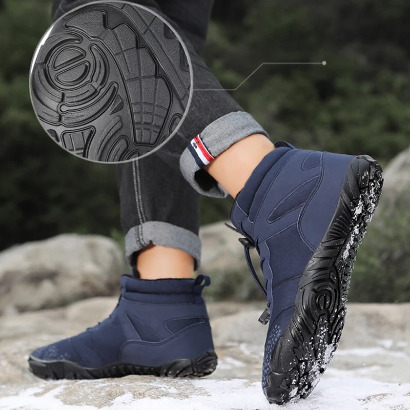 Zupełnie nowe buty zimowe dla mężczyzn Kobiety Śnieg Barefoot Outdoor Antypoślizgowe ciepłe futro Casual Sneakers Plus Size Buty do kostki Buty