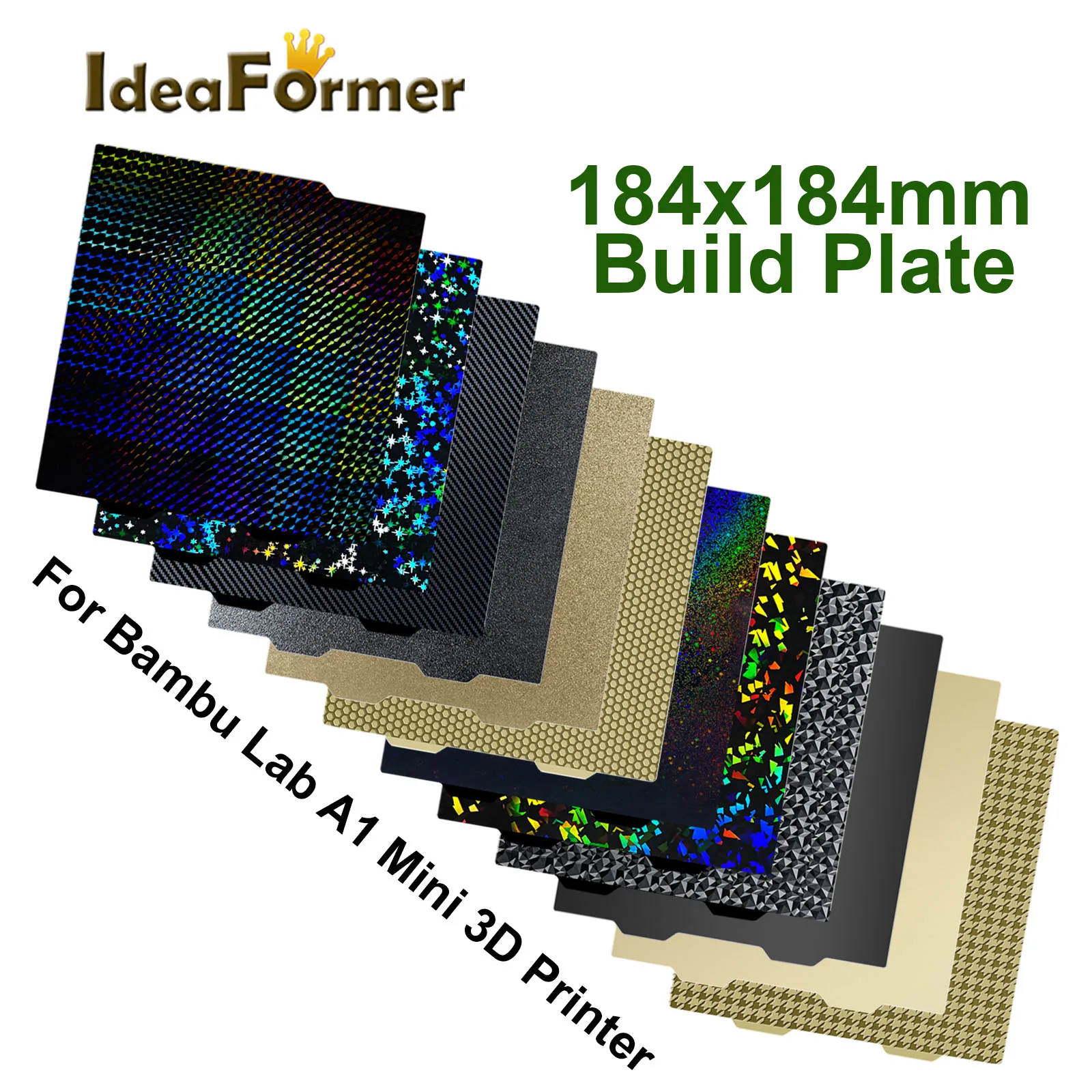 

A1 Mini Build Plate 184x184mm Double-Sided Fine Textured Spring Steel Sheet For Bambu Lab A1 Mini 3D Printer