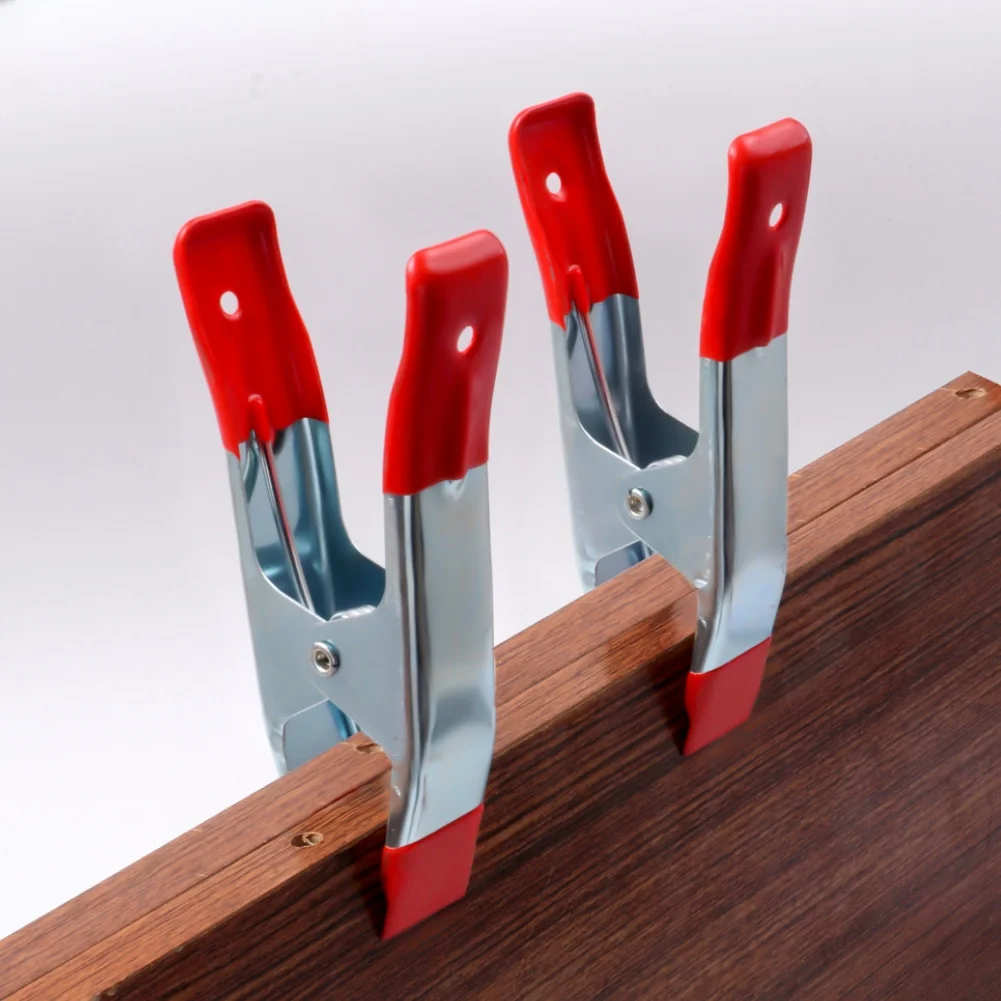 10pcs 2 Inch Mini Metal Heavy Duty Spring Clamps Crocodile Clip Red Plastic Tips Tool Clips Grip Holder