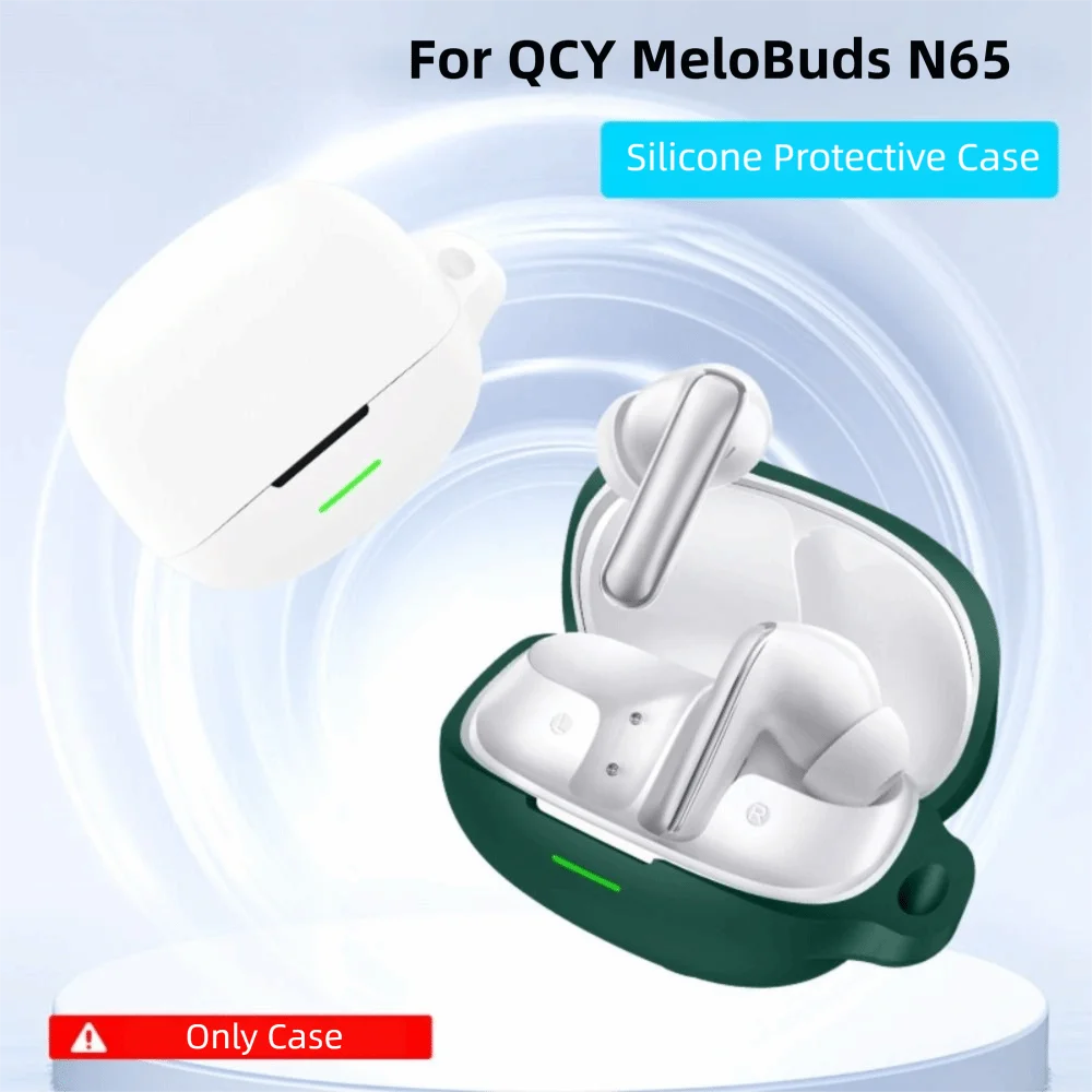 Premium Anti-fall Earphone Case Silicone Dustproof Earbuds Cover Anti Scratch Shockproof Charging Box Shell for QCY MeloBuds N65 view 2