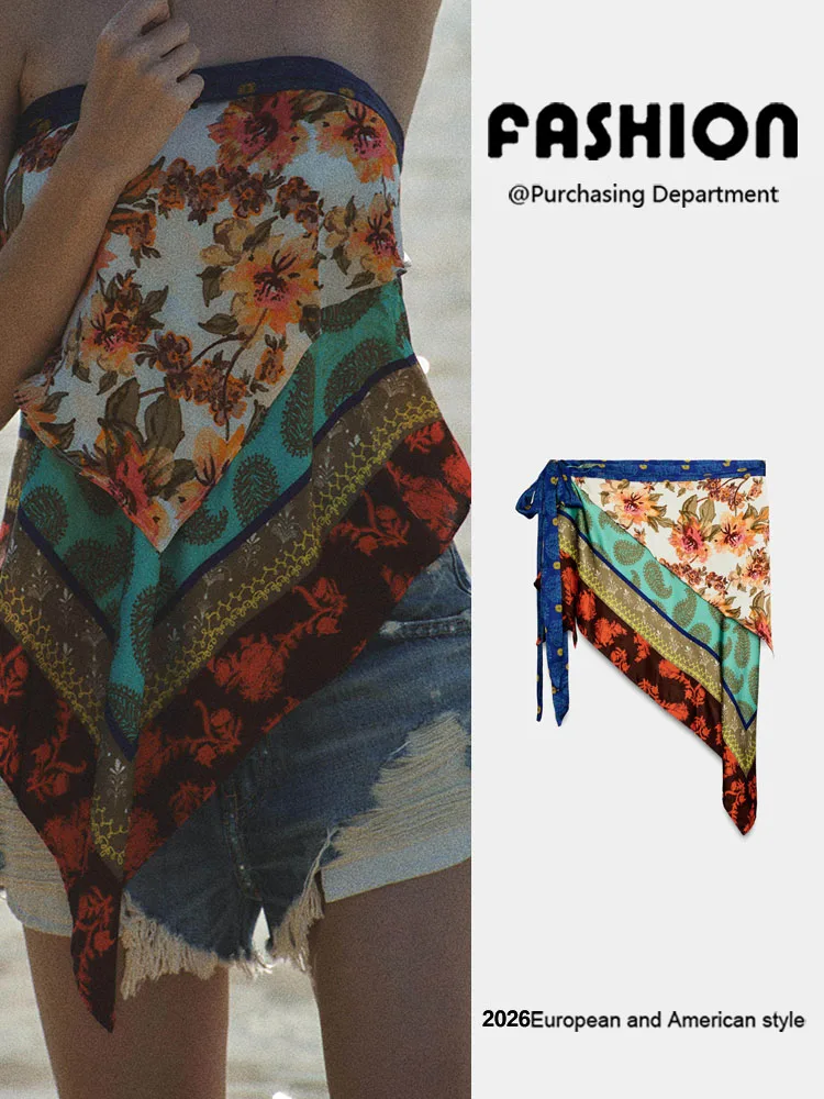 Fashionable Double-Sided Printed Wrap Top Women's New Arrival Summer 2026 Versatile Stylish Chinese Style Clothing