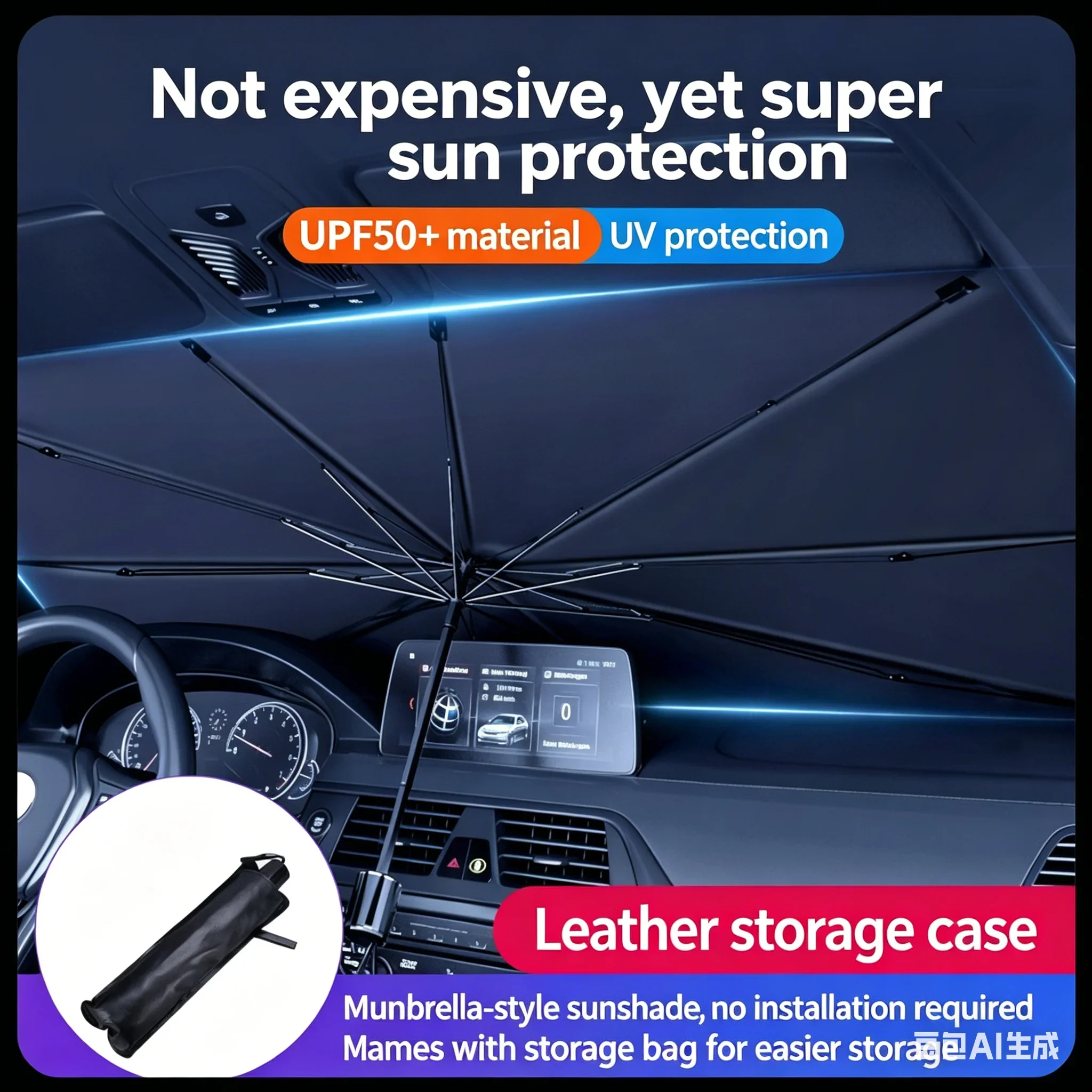 Car Sunshade Windshield Umbrella Front Sun Shade Parasol Foldable Summer Protection Car Seat Heat Insulation Car Accessories