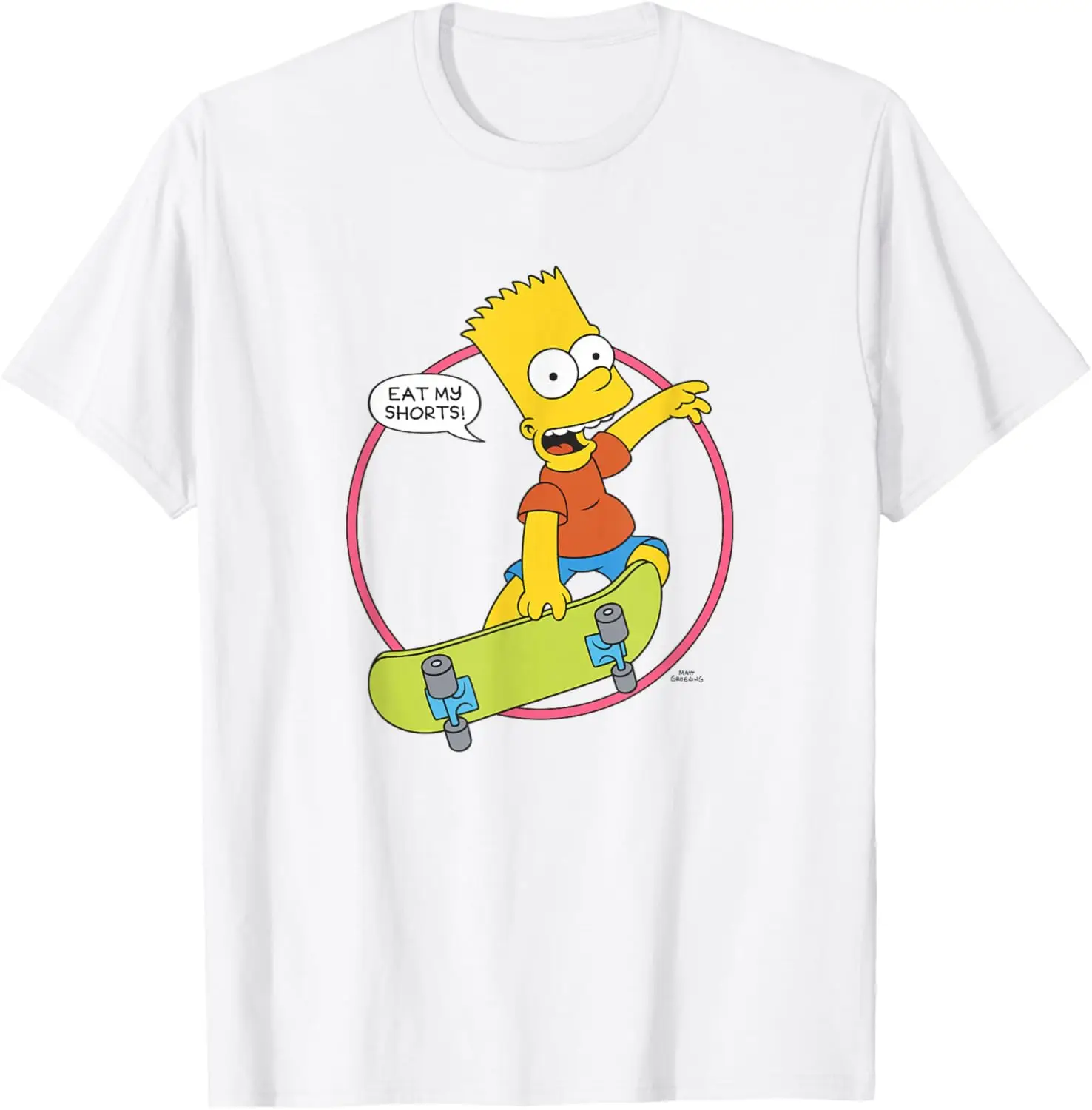 

The Simpsons Bart Simpson Eat My Shorts Funny T-Shirt Tee Summer short-sleeved breathable sweat-wicking versatile fashion T-shirt for back-to-school season, unisex, Cartoon Anime