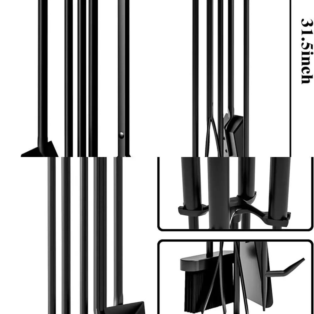 

Набор инструментов для камина из черного кованого железа: покер, щипцы, лопатка, кисть и подставка для аксессуаров для очага