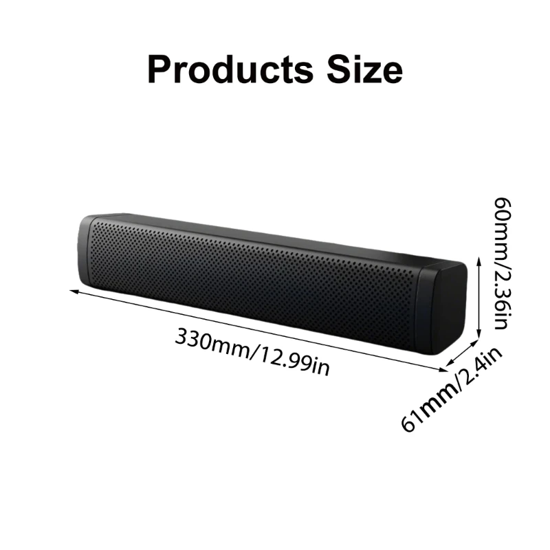 Mini Soundbar High Fidelitys Desktop Sound Systems, USB Gaming Speaker Ergonomic Design Efficient Heat Dissipation