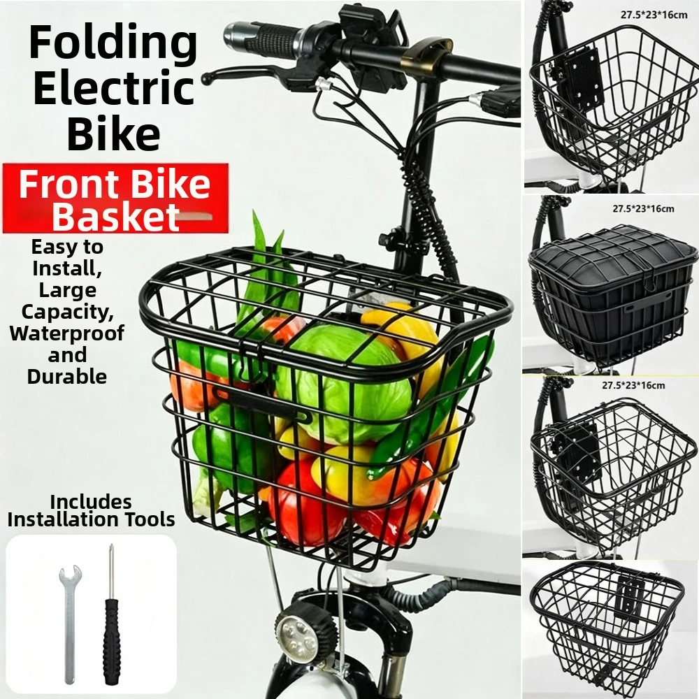Large Capacity Folding Electric Vehicle Bag Bracket Type Dustproof Waterproof Mountain Bike Basket With Inner Liner Black view 3