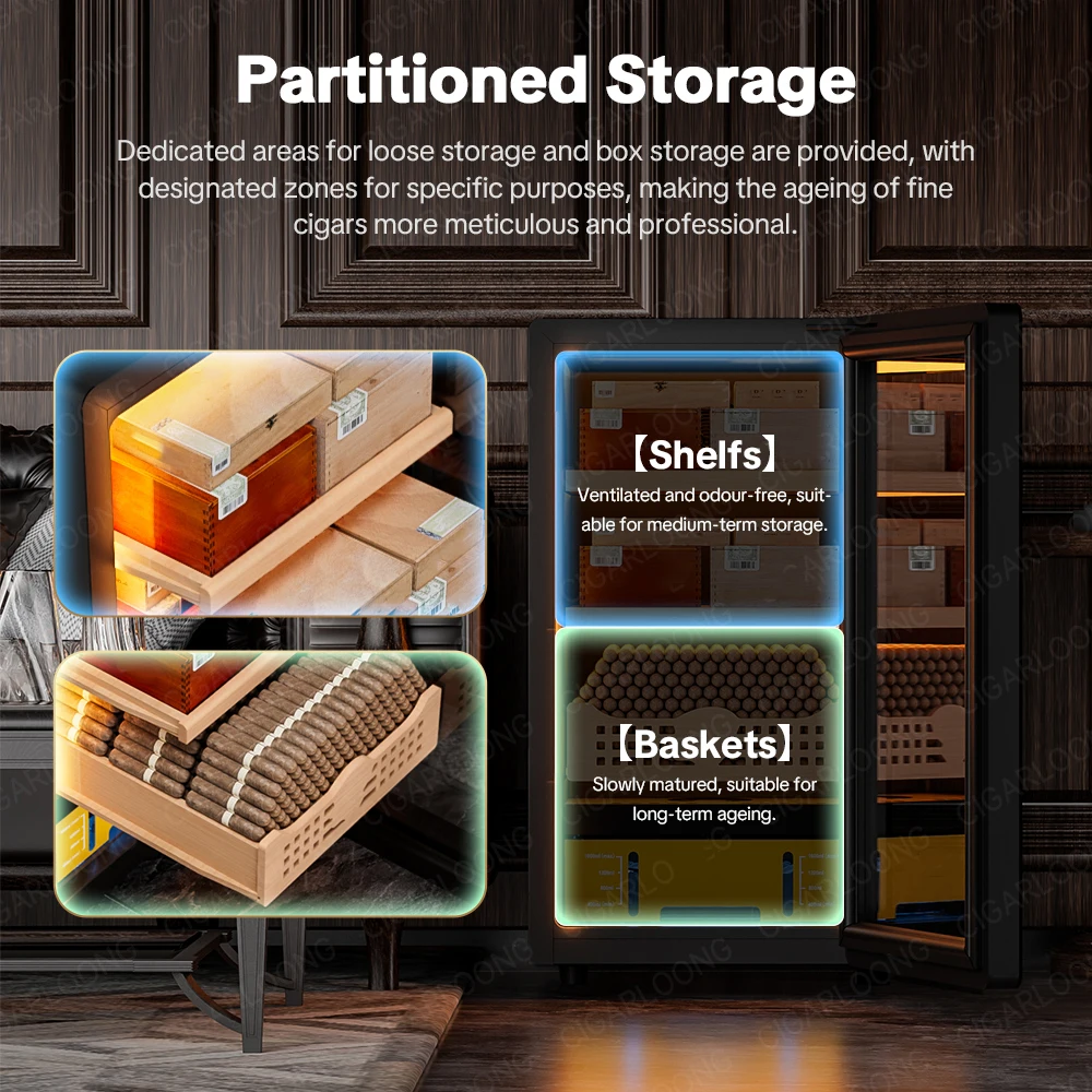 36C CIGARLOONG Cost-effectiveness Humidor Constant Humidity Compressor Cedar Wood Cigar Humidor Cabinet
