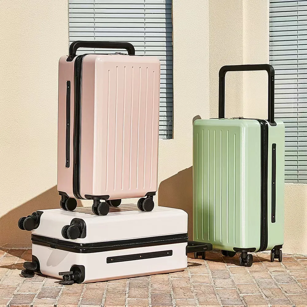 Valise à roulettes larges pour femmes et hommes, 20 pouces, roues silencieuses universelles, bagages de voyage 24 pouces, boîte à mots de passe, étui d'embarquement pour étudiants