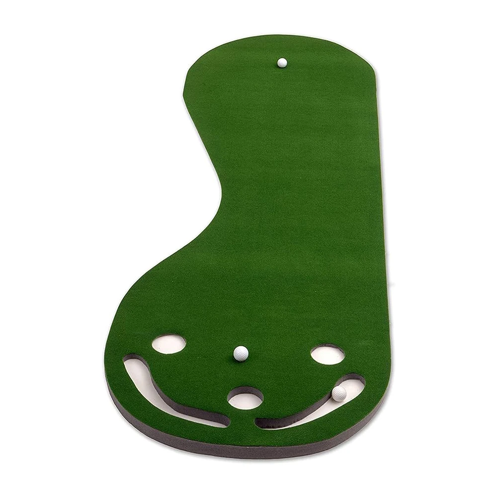 Juego de tapetes verdes para uso de golf, mini putters de golf incluidos ajustables, ayuda para entrenamiento, poner taza y banderas,