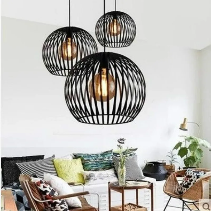 

European Simple Creative Lamps Vintage Industrial Style Iron Pendant Lights for Restaurant Bar Cafes Living Room Light