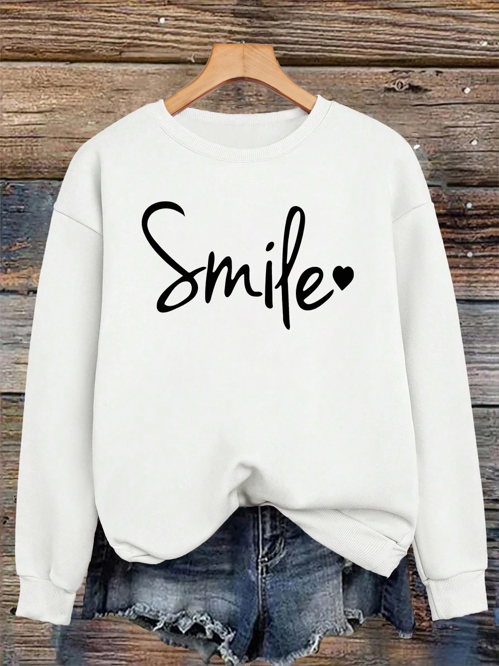 تضيء الحب مع ابتسامة البلوز المرأة فضفاضة رياضي هوديس الصوف الدافئة Crewneck القمم الشتاء ملابس مريحة #1