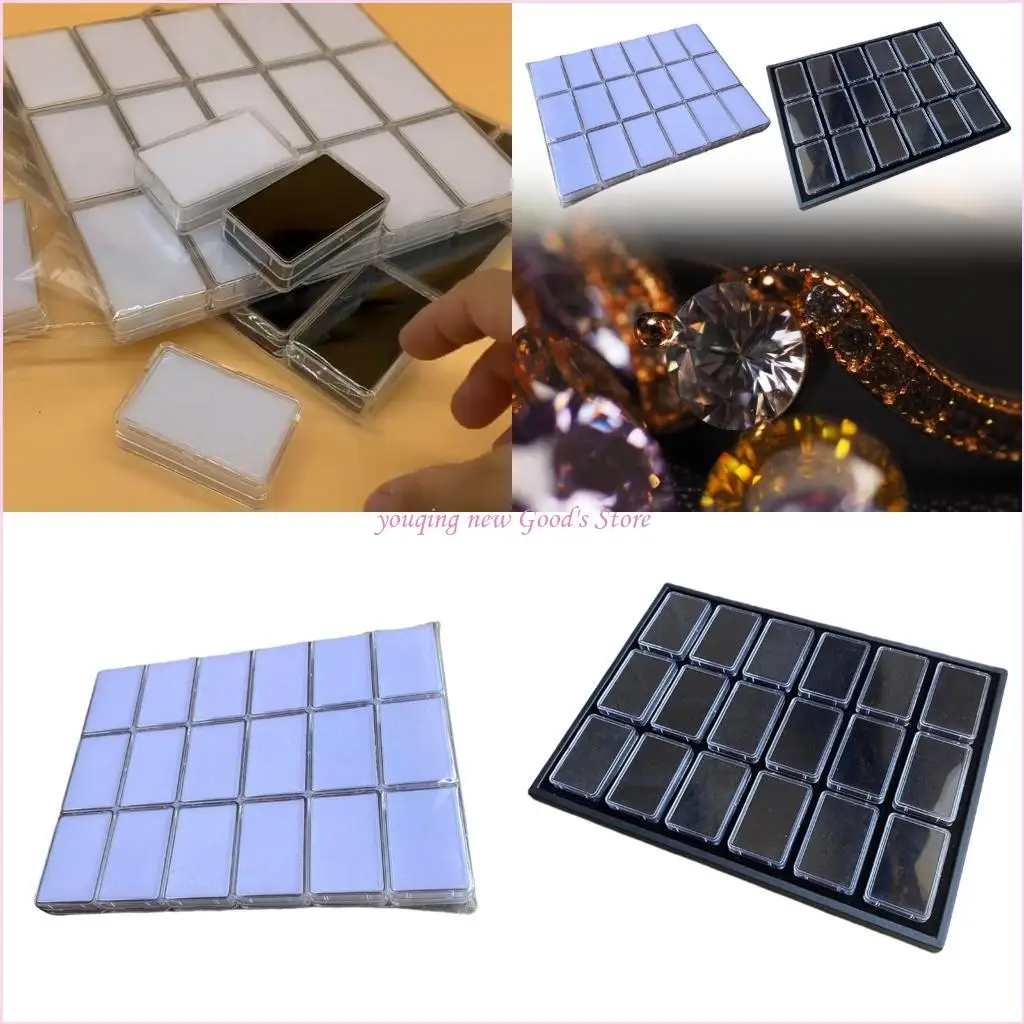 

57QA 18pcs Clear Jewelry Display Boxes Acrylic Storage Organizers Containers