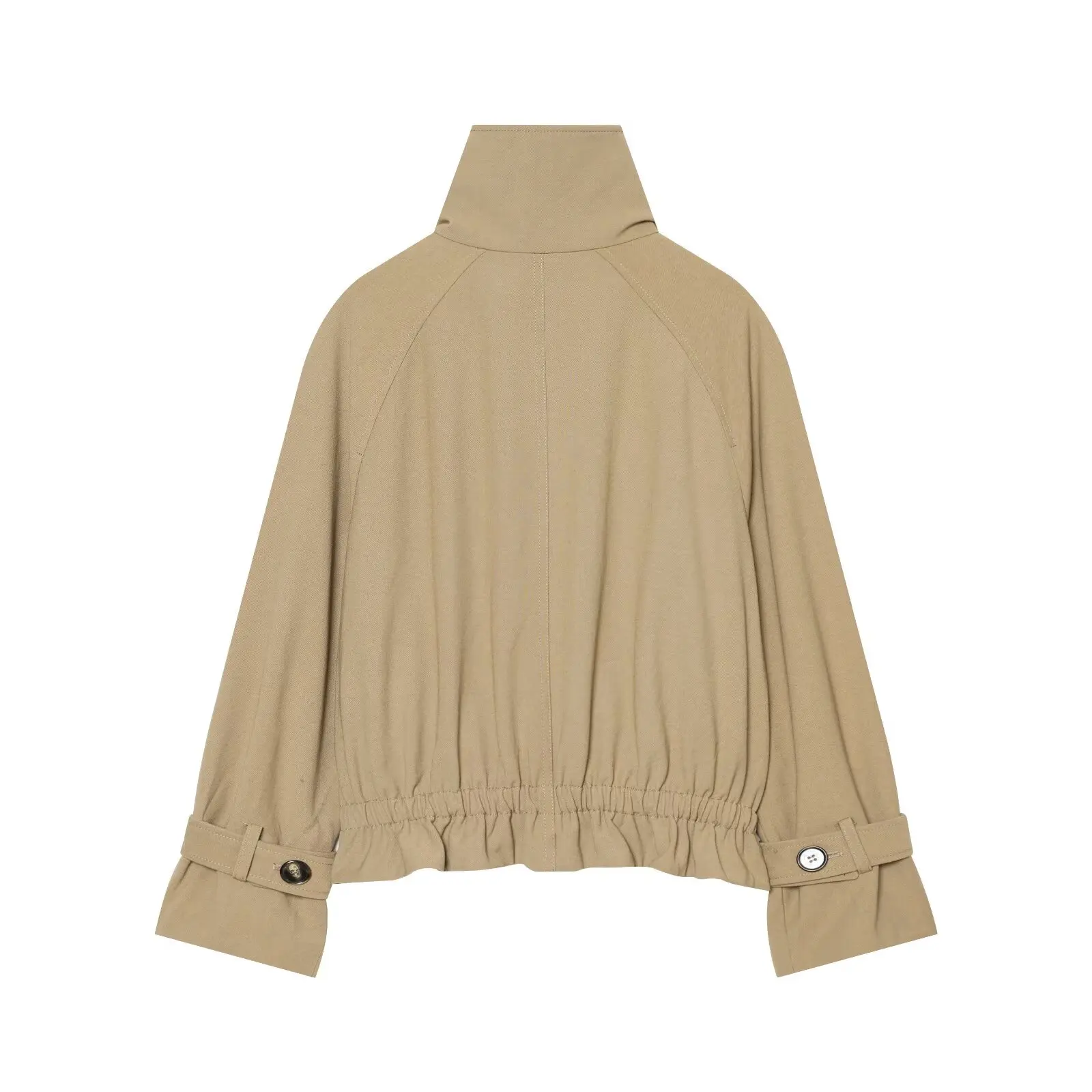 Women New Autumn French Minimalist Chimney‑Collar Trench Coat, Long‑Sleeve Solid‑Color Double‑Breasted